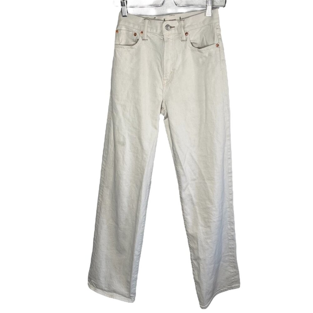 Ae77 Womens Stovepipe Selvedge Jeans Size 0 Eggshell White Organic Cotton